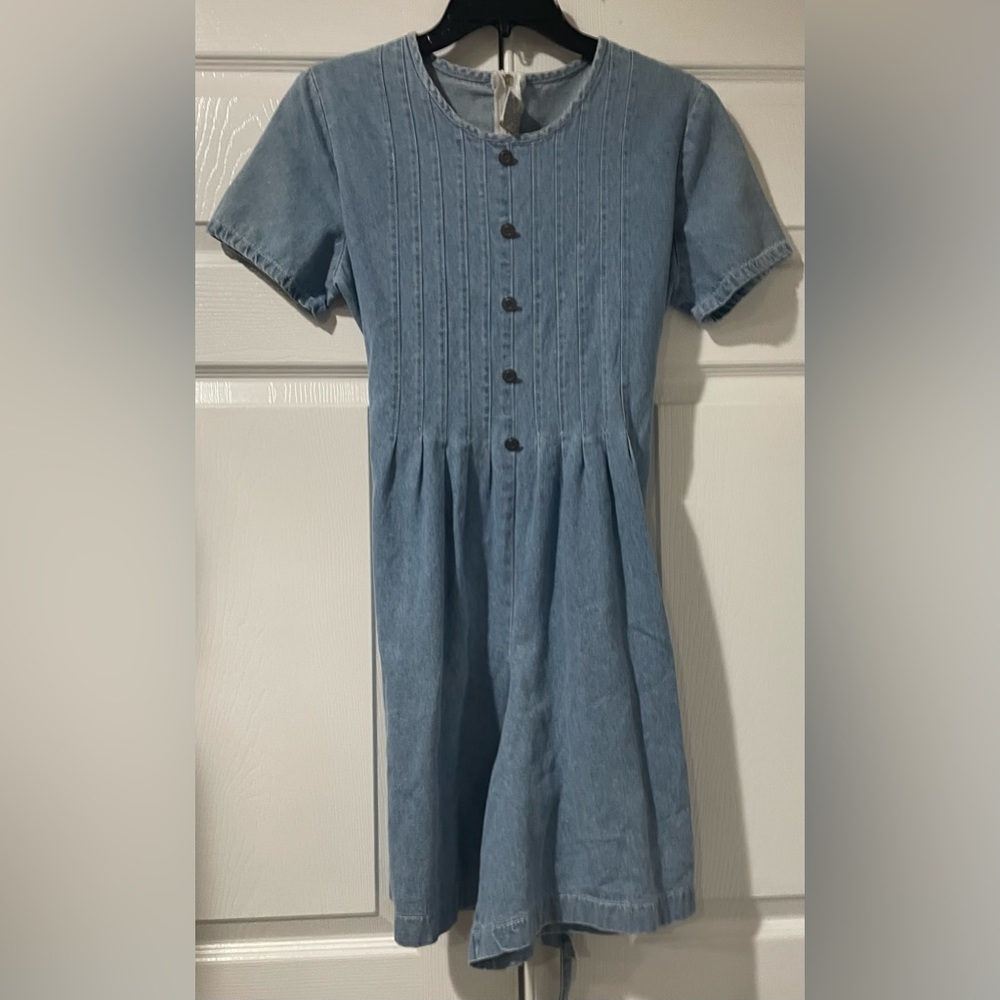 Vintage Studio Ease Brand Sz-6 Denim Shortsleeve Romper